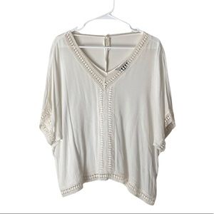 V-neck short tunic top with embroidery, great for beach coverup, summer, travel